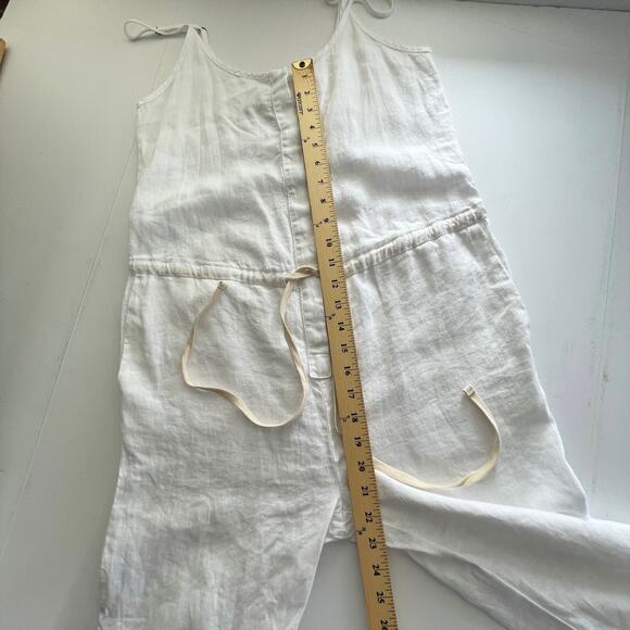 Enza Costa Womens Strappy French Linen Jumpsuit NEW Adjustable Straps 1/S White - Picture 11 of 14